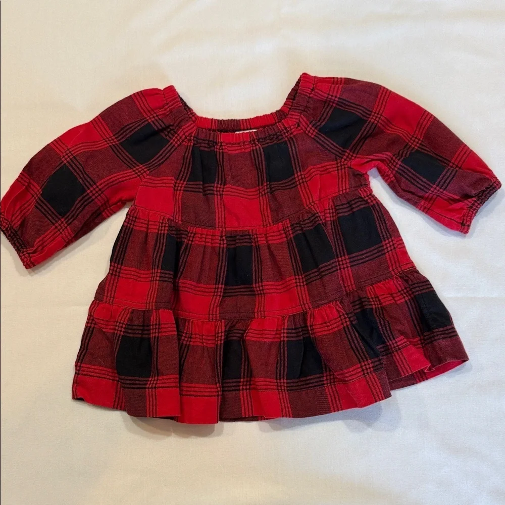 Adorable baby GAP Kids Red and Black Buffalo Plaid dress size 0-3 months